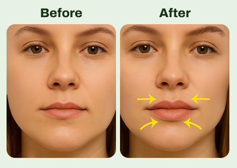 Images of Before and After Lip Flip