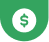 Money/finance icon: white dollar sign on a green rounded square, indicating payments or cost