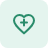 Heart with an ECG line inside a map pin on a mint-green rounded square, symbolizing heart health